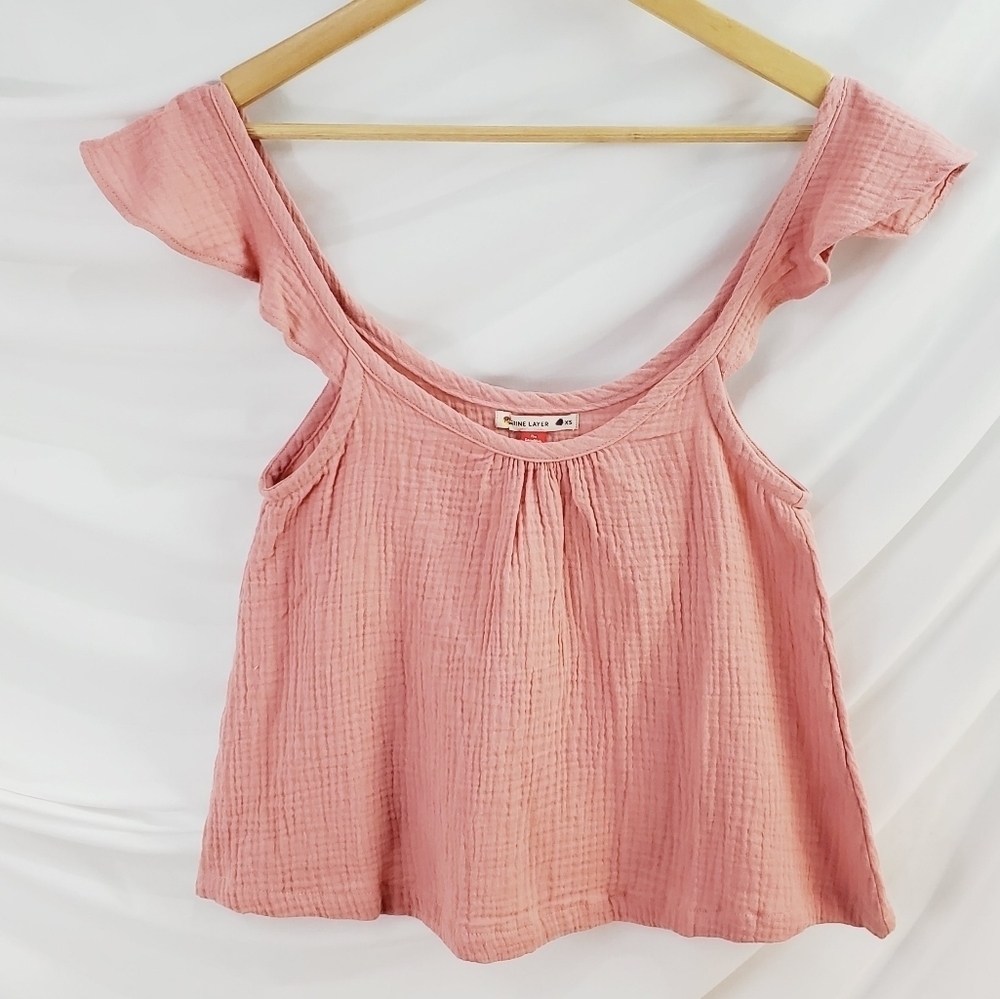 Marine Layer Jude flutter sleeve tank top Peach size XS (A-6) - Picture 3 of 11